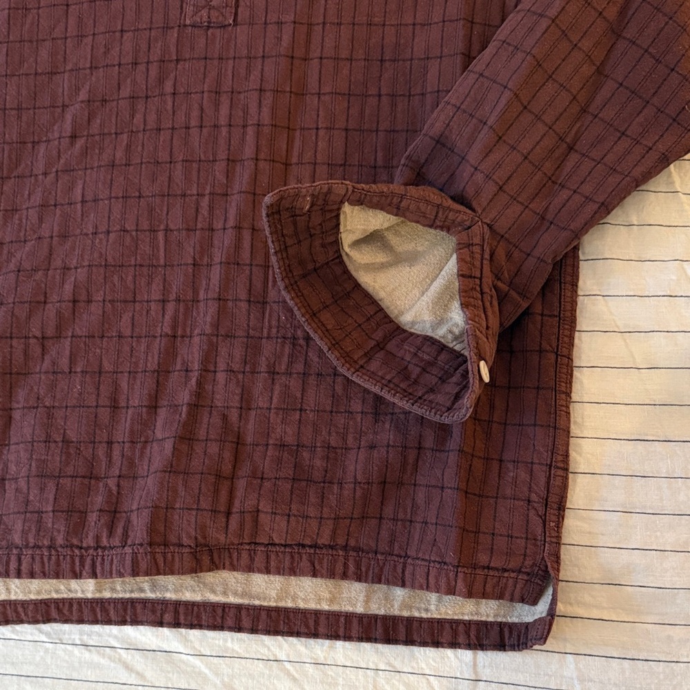 Madewell Burgundy Check Rugby Polo with Cream Collar - Picture 3 of 7